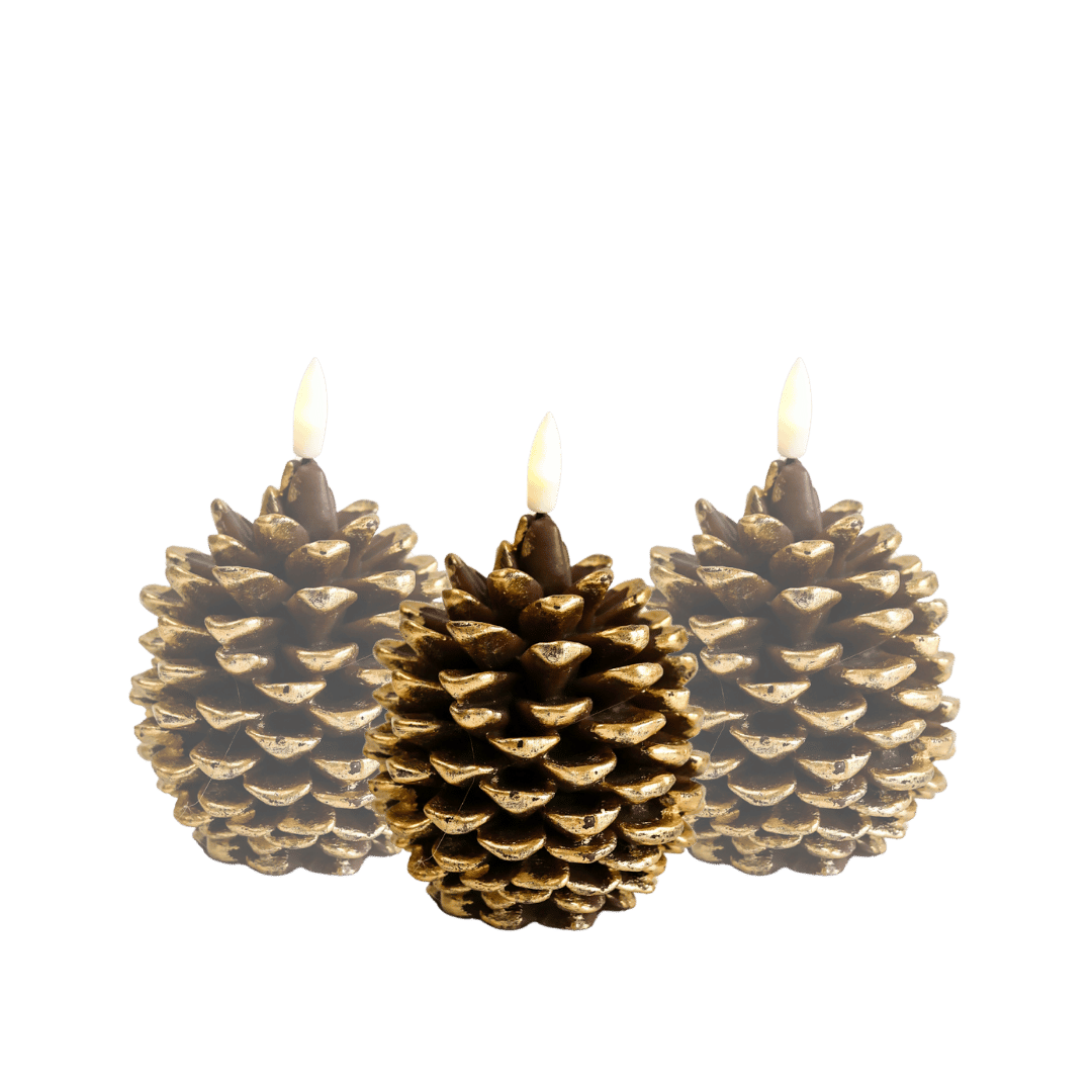LED Kaarsen Set Dennenappel RC - Set of 3