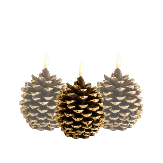 LED Kaarsen Set Dennenappel RC - Set of 3
