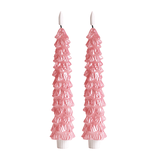 LED X-Mas Tree Candle Pink RC - Set of 2