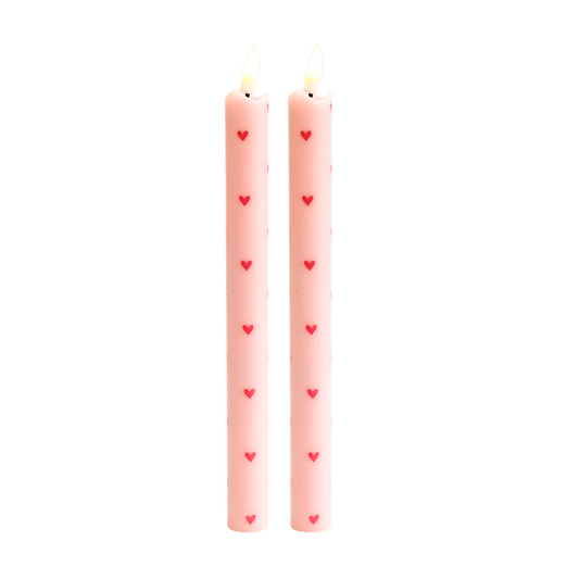 LED Wax Kaarsen Hartjes Pink RC - Set van 2