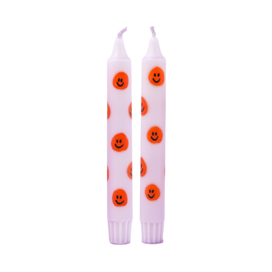 Diner Kaars Smiley Orange - 1 stuk