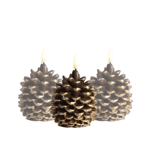 LED Kaarsenset Dennenappel - Set of 3 RC