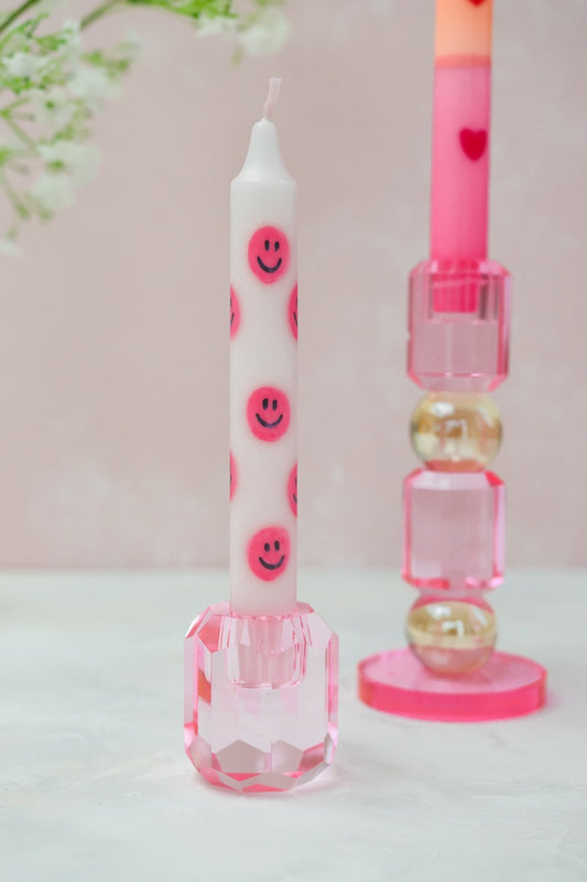 Diner Kaars Smiley Pink - 1 stuks