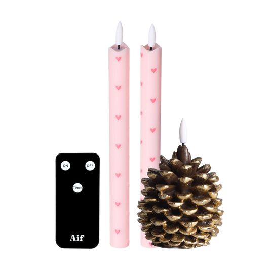 LED Kaarsenset – Hartjes Pink RC ( LET OP PRE-ORDER LEVERBAAR 30 NOV. )