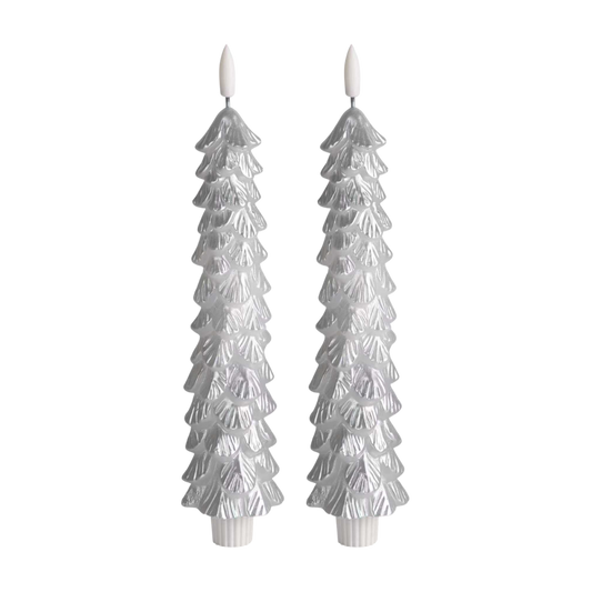 LED X-Mas Tree Candle Silver RC - Set of 2 (editie 2025)