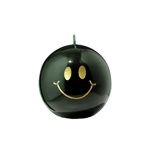 Smiley Kaars – 7,5 cm - Goud & Groen