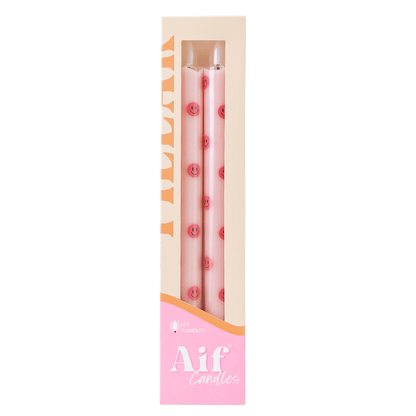 LED Pillar Kaars Smiley Pink - Set of 2