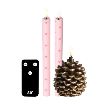 LED Kerzenset – Herzchen Pink RC