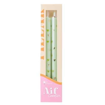 LED-Stumpenkerze Hearts Grün – 2er-Set