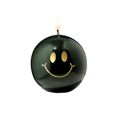 Smiley-Kerze – 7,5 cm - Gold & Grün
