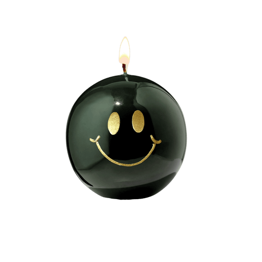 Smiley Kaars – 7,5 cm - Goud & Groen