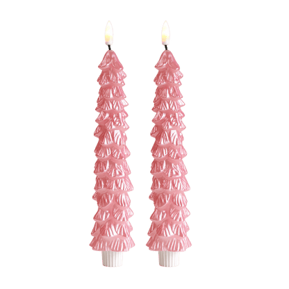 LED X-Mas Tree Candle Pink RC - Set of 2