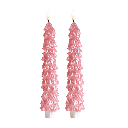 LED Kerstboom Kaarsen Roze RC – Set van 2