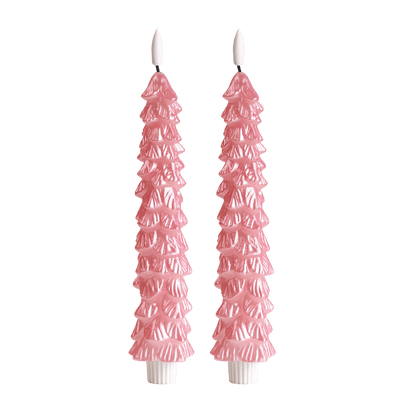 LED X-Mas Tree Candle Pink RC - Set of 2
