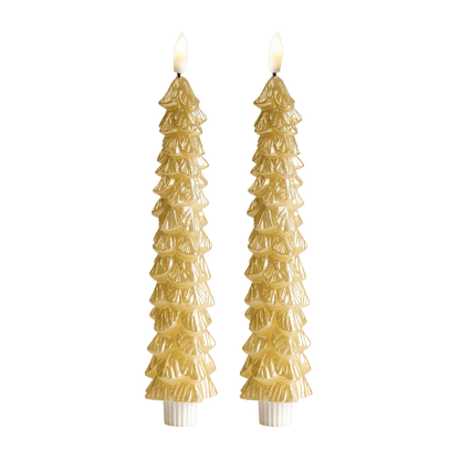 LED X-Mas Tree Candle Gold RC - Set of 2