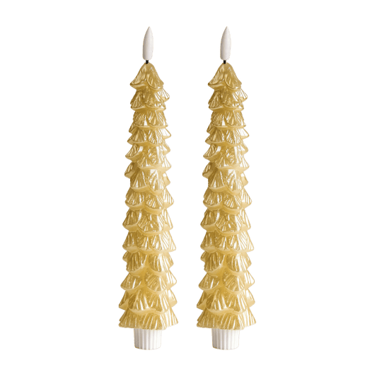 LED X-Mas Tree Candle Gold RC - Set of 2 (2025 edition)