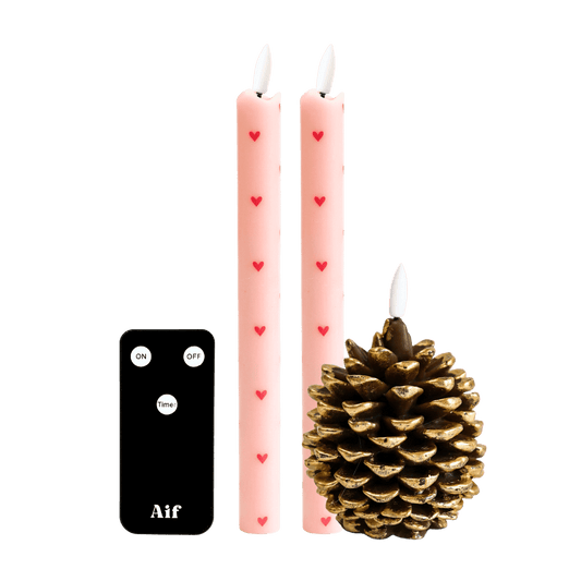 LED Kaarsenset RC – Hartjes Pink