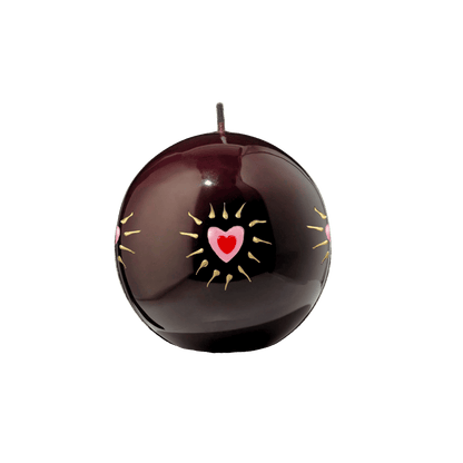 Kugelkerze Hearts Braun – 7 cm