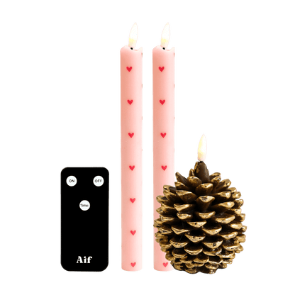 LED Kaarsenset RC – Hartjes Pink
