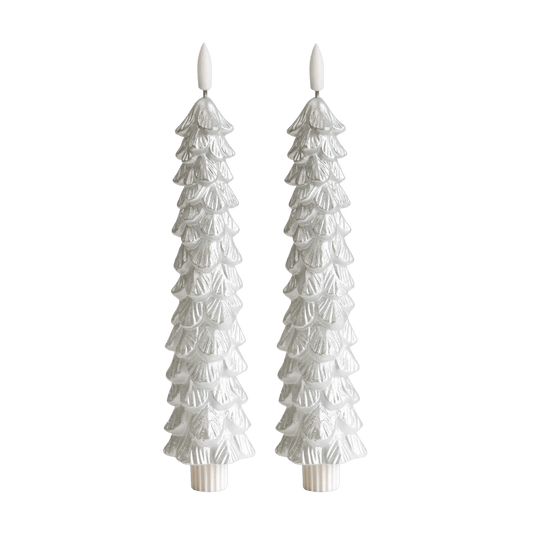 LED X-Mas Tree Candle Silver RC - Set of 2