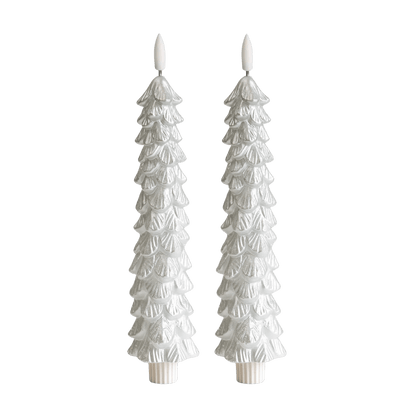 LED X-Mas Tree Candle Silver RC - Set of 2