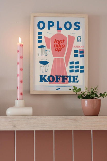 LED Pillar Kaars Smiley Pink - Set of 2