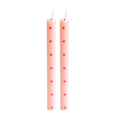 LED Wax Kaarsen Hartjes Pink RC - Set van 2