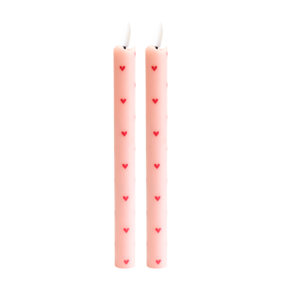 LED Wax Kaarsen Hartjes Pink RC - Set van 2