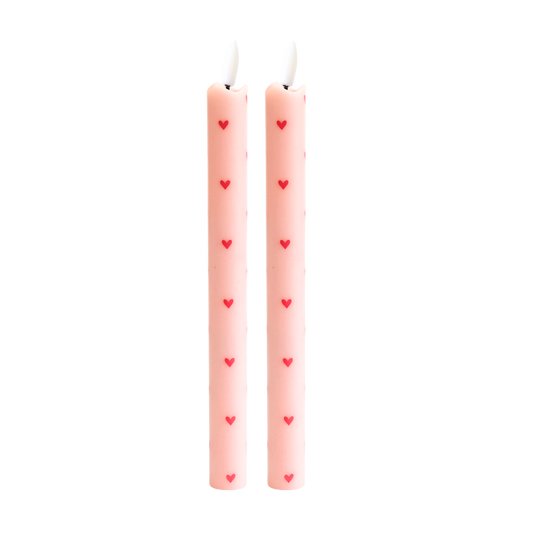 LED Wax Kaarsen Hartjes Pink RC - Set van 2