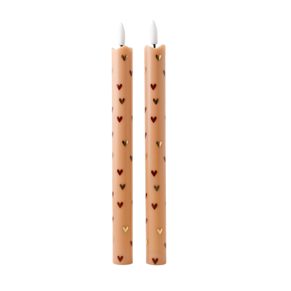 LED Pillar Kaars Hearts Sand - Set of 2