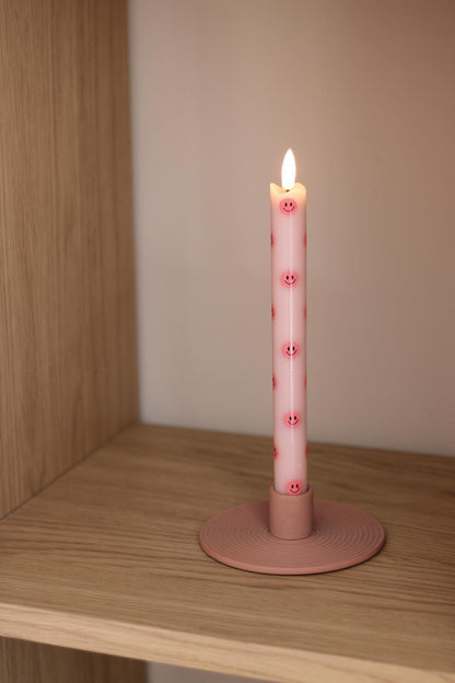 LED Pillar Kaars Smiley Pink - Set of 2