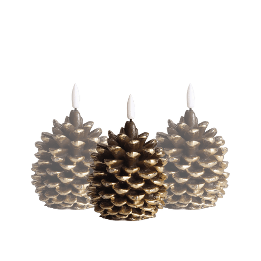 LED Kaarsenset Dennenappel - Set of 3 RC