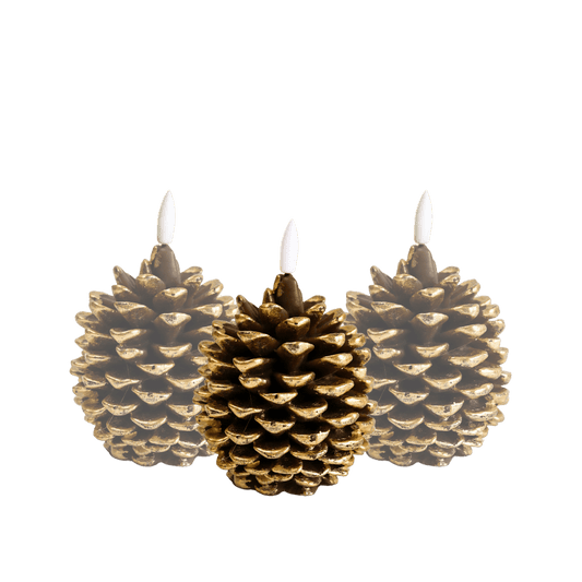 LED Kaarsen Set Dennenappel RC - Set of 3