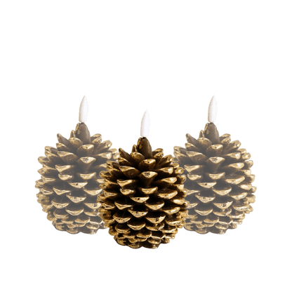 LED Kaarsen Set Dennenappel RC - Set of 3