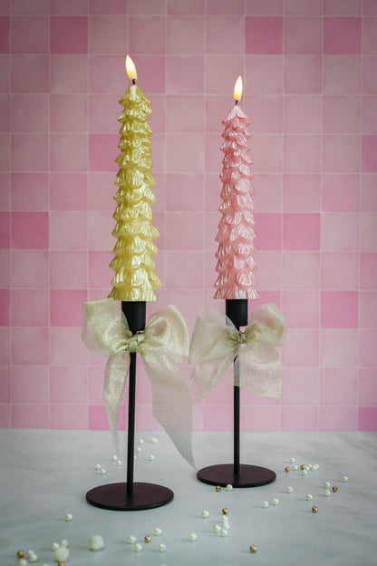LED X-Mas Tree Candle Gold RC - Set of 2 (2025 edition)