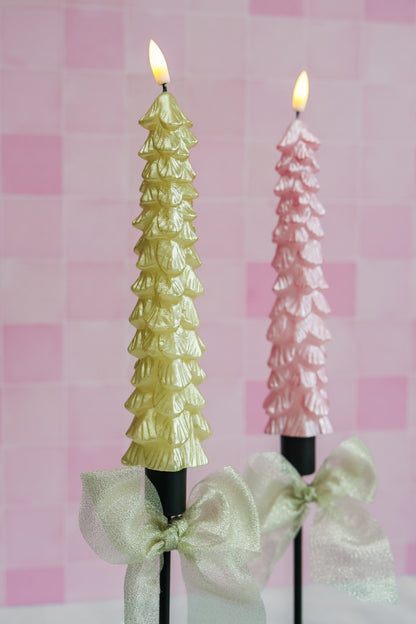 LED X-Mas Tree Candle Gold RC - Set of 2 (2025 edition)