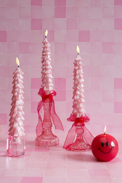 LED X-Mas Tree Candle Pink RC - Set of 2 (2025 Edition)
