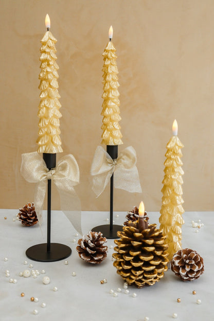 LED X-Mas Tree Candle Gold RC - Set of 2 (2025 edition)