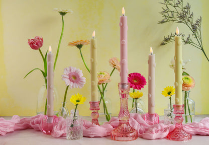 LED Pillar Kaars 3D Floral Sand RC - Set of 2