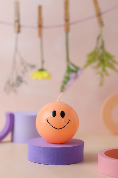 Smiley Kaars Hot Orange