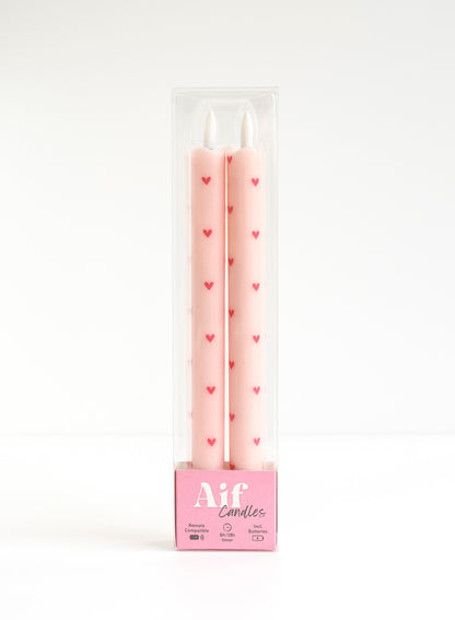 LED Wax Kaarsen Hartjes Pink RC – Set van 2