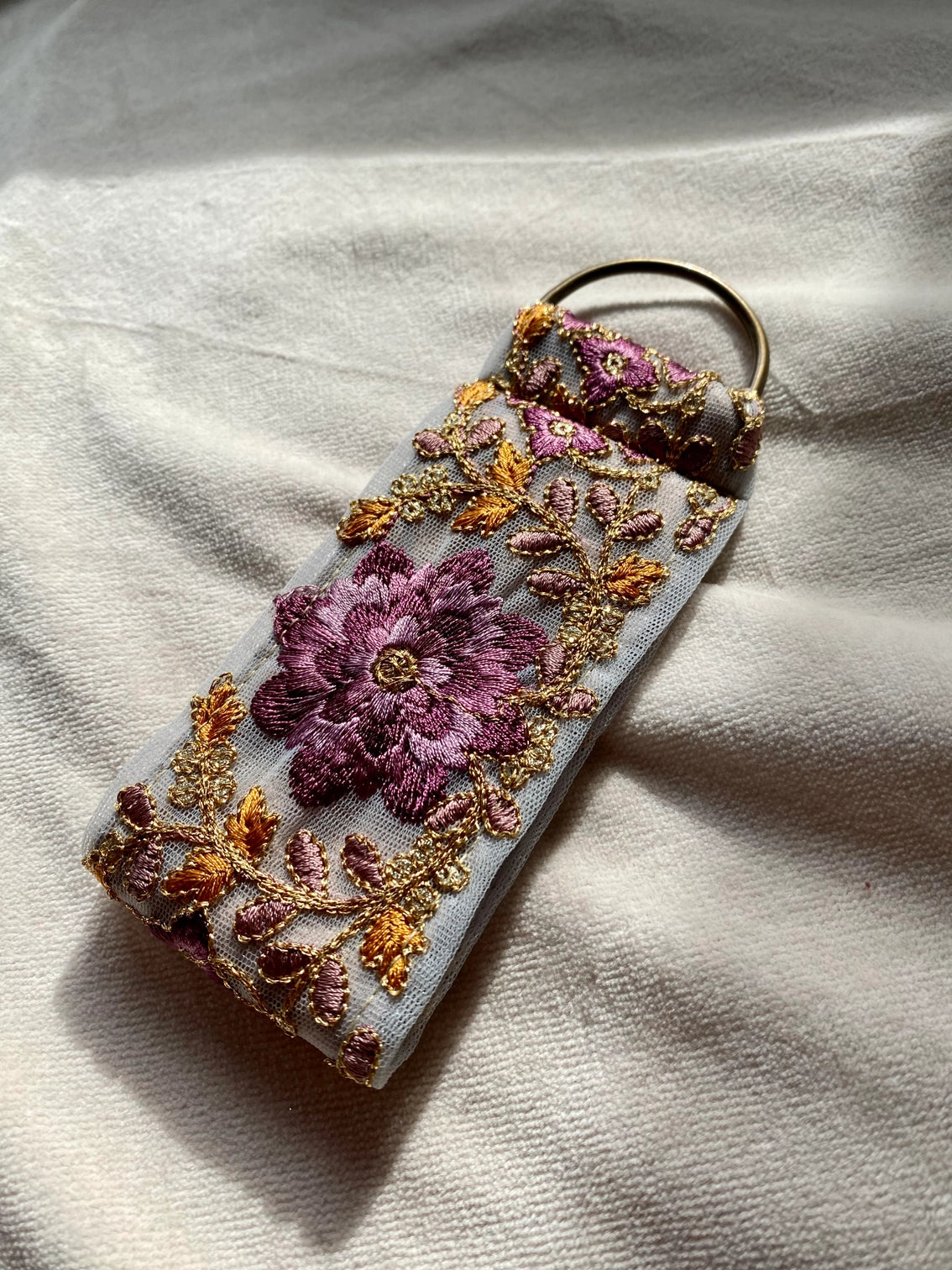 Ariadne Purple - Floral Fabric Keychain