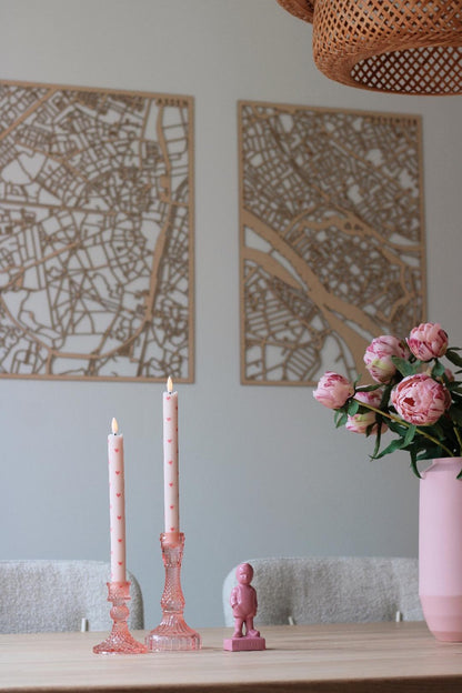 LED Wax Kaarsen Hartjes Pink RC – Set van 2