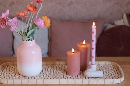 LED Pillar Kaars Smiley Pink - Set of 2