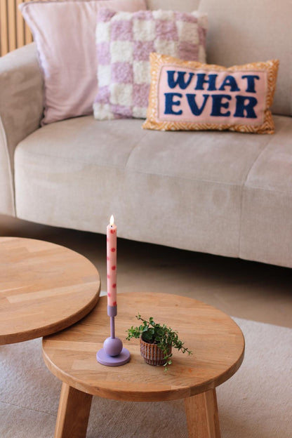 LED Pillar Kaars Smiley Pink - Set of 2