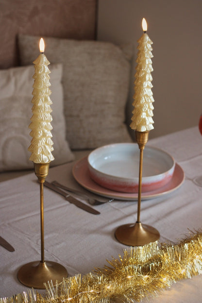 LED X-Mas Tree Candle Gold RC - Set of 2 (2025 edition)