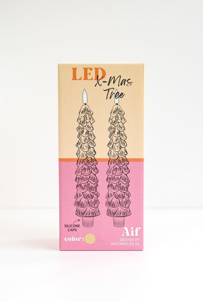 LED X-Mas Tree Candle Gold RC - Set of 2 (2025 edition)