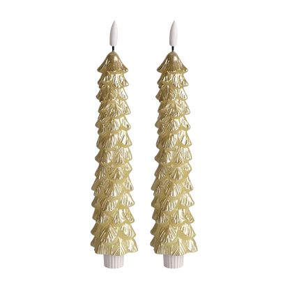 LED X-Mas Tree Candle Gold RC - Set of 2 (2025 edition)