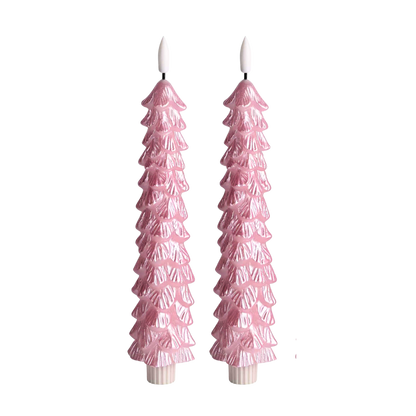 LED X-Mas Tree Candle Pink RC - Set of 2 (2025 Edition)