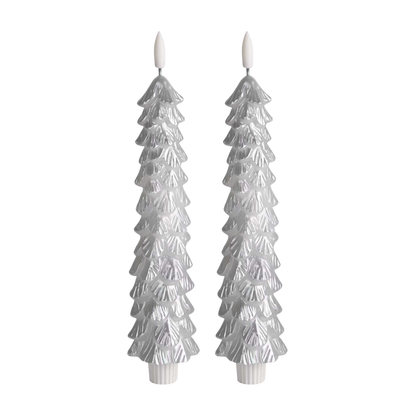 LED X-Mas Tree Candle Silver RC - 2er-Set (Edition 2025)